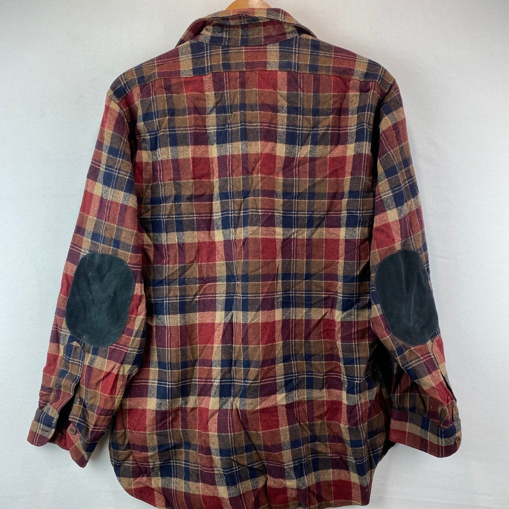 VTG Pendleton Wool Flannel Shirt Mens L Red Plaid Made in USA Long Sleeve Button - Picture 6 of 9